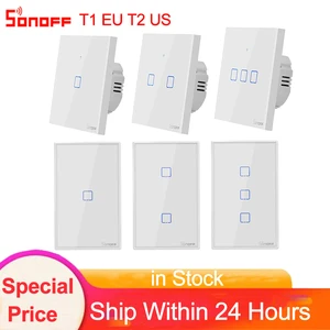 Настенный сенсорный выключатель Sonoff TX T1, wi-fi переключатель EU T2 US 1 2 3 Gang 433RF для умного дома, световой высветильник ель с поддержкой Alexa Google Home