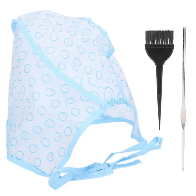 

Tipping Cap Hair Highlights Cap Set Reusable Highlight Cap with Hair Dyeing Brushes Hook Needle Hair Highlighting Cap