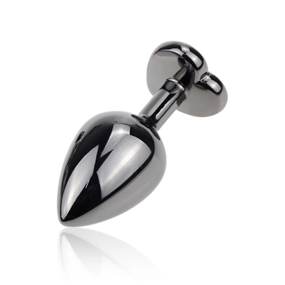 Intimate Gun Black Metal Anal Plug Heart Crystal Base Mooth Butt Vibrator Bead Couple Anus Dilator Toys for Women | Красота и