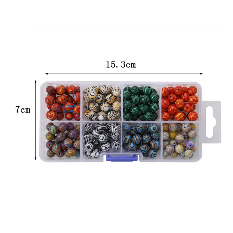 8mm Synthetic Malachite Round Beads Scattered 8 Colors Combination 200 Pcs 1 Box | Украшения и аксессуары