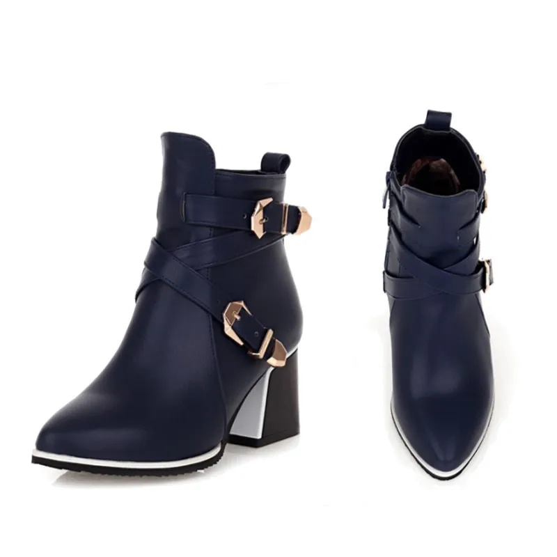 2021 английские остроконечные носок Женские ботильоны с двойной пряжкой на