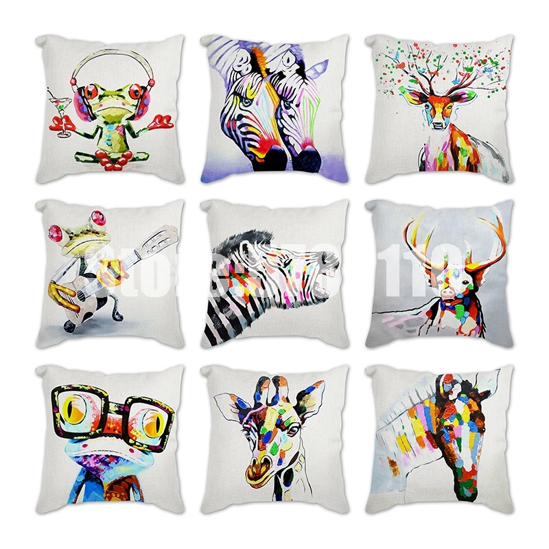 Полиэстеровый Чехол на подушку Рождественская мультяшная собака лягушка зебра