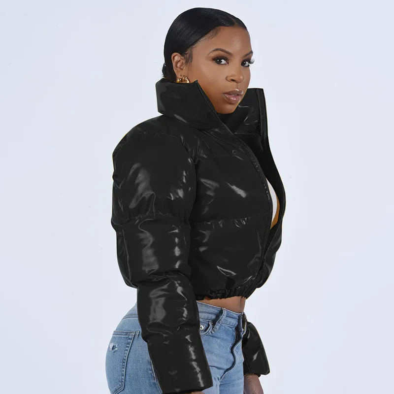 Women Winter black oversized jacket down coat puffer jacket turn down collar cardigan bubble cotton coat streetwear outfits