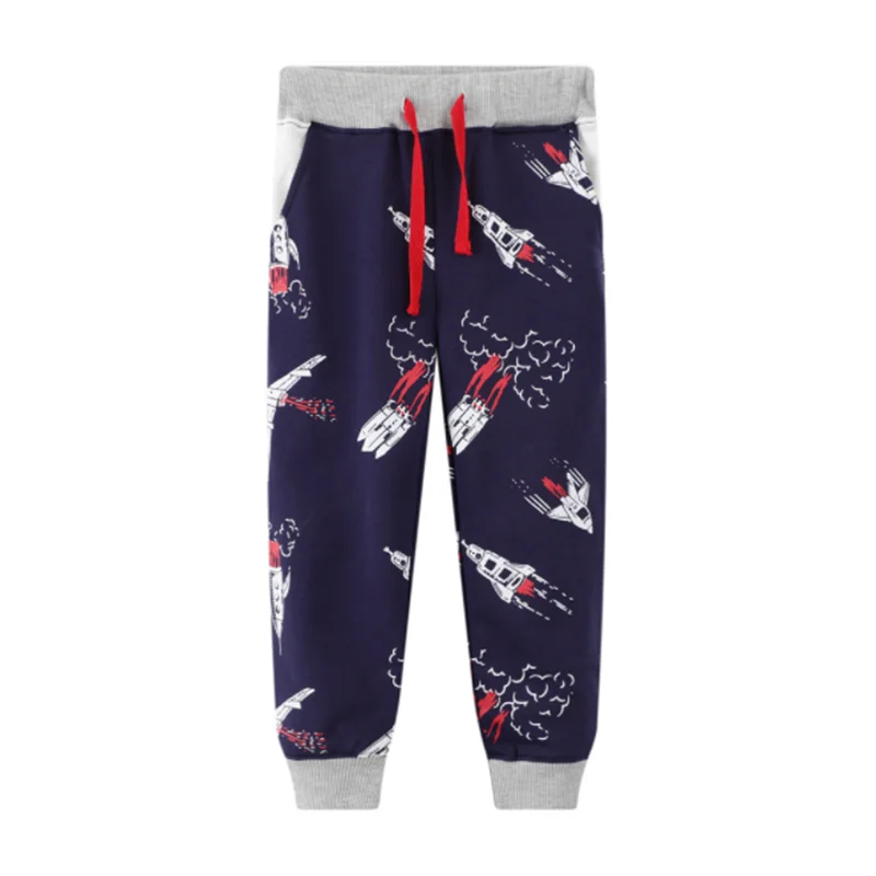 

Jumping Meters 3-8T Autumn Winter Rockets Print Baby Sweatpants Hot Selling Children's Boys Trousers New Arrival Kids Pants