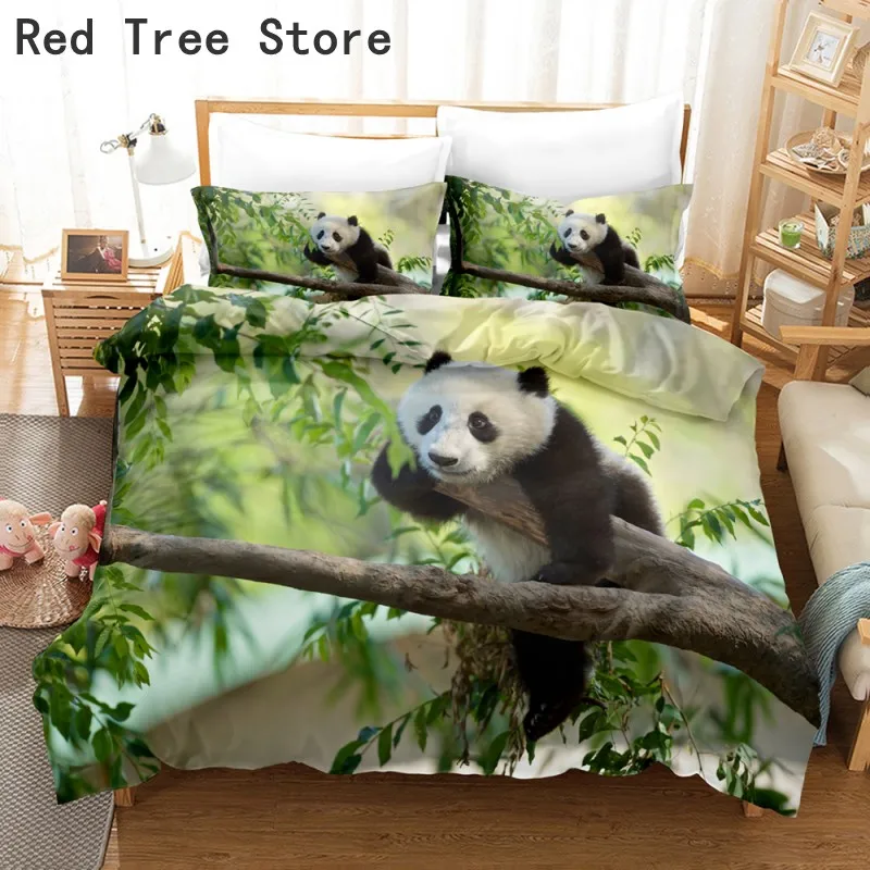 

Panda Printed 2/3pcs Bedding Set Bamboo Tree Duvet Cover For Adult Child Bedclothes And Pillowcases Comforter 2/3pcs Bed Sets