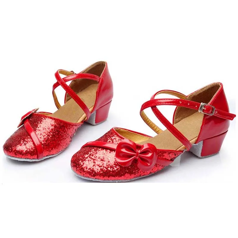 Женская/Женская Золотая танцевальная обувь для латинских танцев Детская/Детская