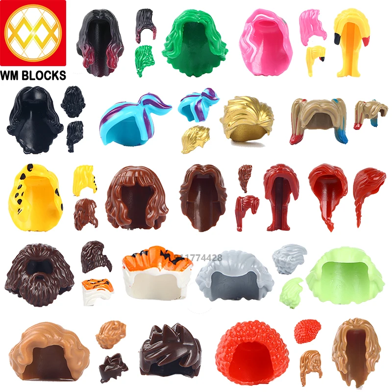 WM Block 10PCS DIY Figures Accessories Hair Model Building Blocks MOC Parts Bricks Kids Toys For Children Action Figure Set | Игрушки и