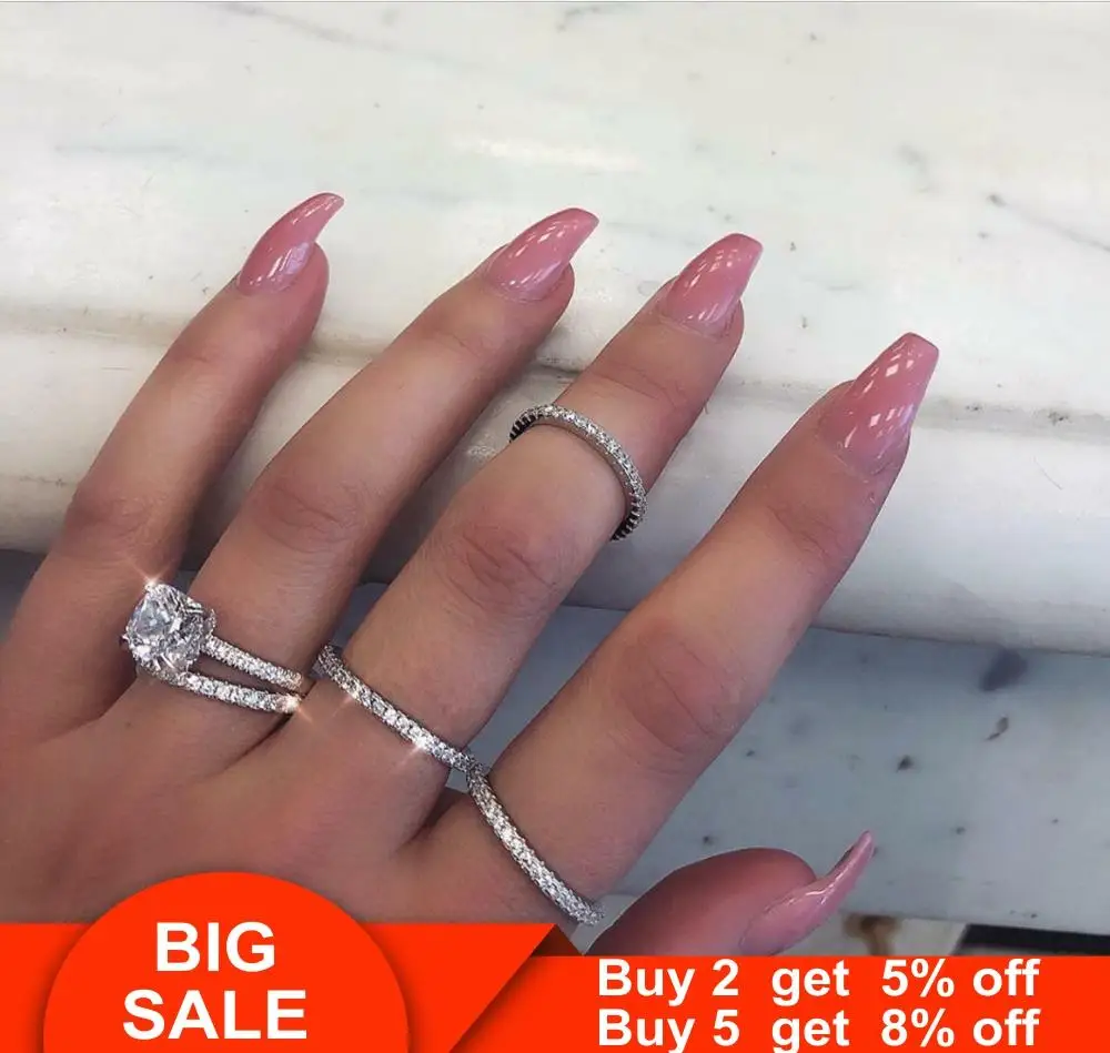 

Statement Female ring 925 Sterling silver Pave AAAAA Cubic Zirconia Engagement Wedding Band Rings for women Bridal Party Jewelry