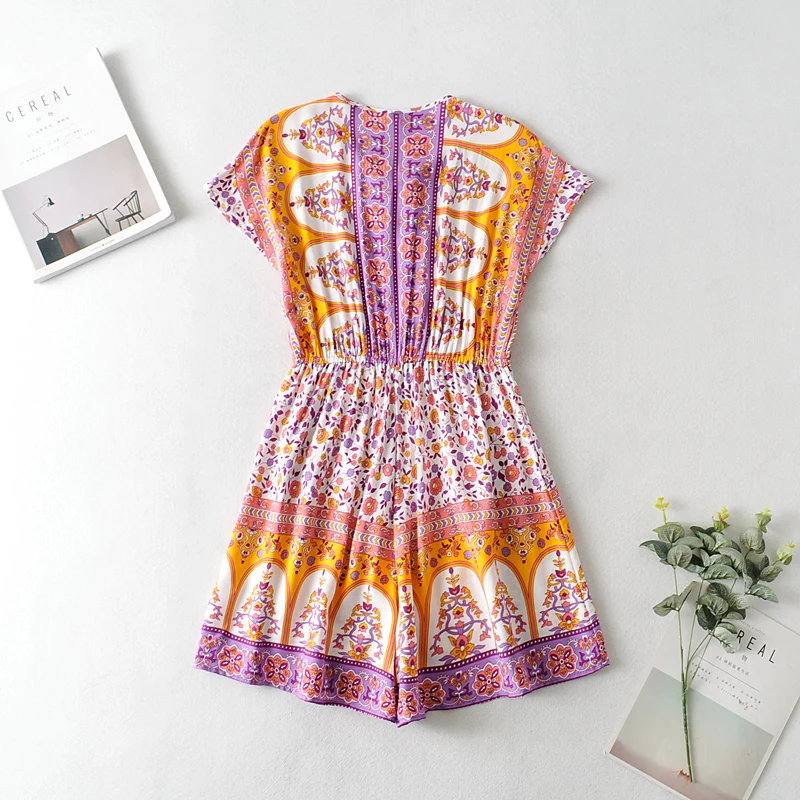 

2021 women's casual jumpsuit retro jumpsuit lace loose wide-leg women's leggings short jumpsuit shorts overalls