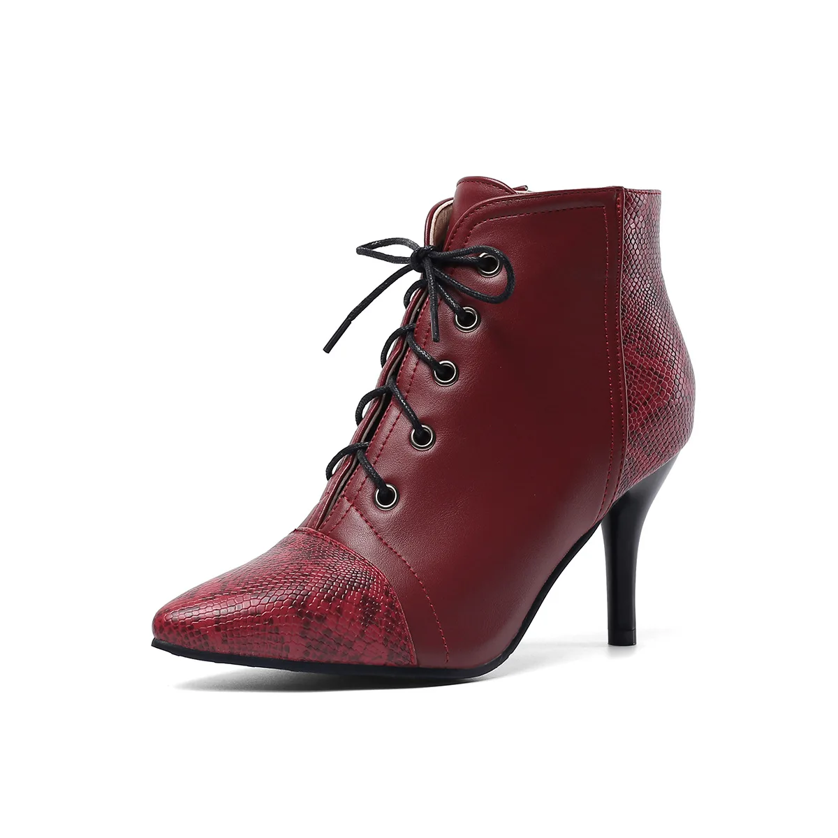 Женские ботильоны с острым носком однотонные ботинки средней высоты на тонком