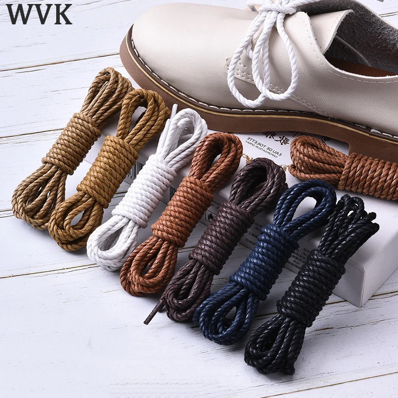

NEW 2PCS Shoelace Casual Leather Shoelaces Waxed Round shoe laces Shoestring Martin Boots Sport Shoes Cord Ropes 60/90/120/150CM
