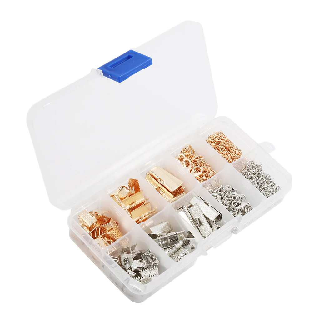 

440 Pcs Metal Jewelry Finding Kits Crimp Pinch Clasp Jewelry