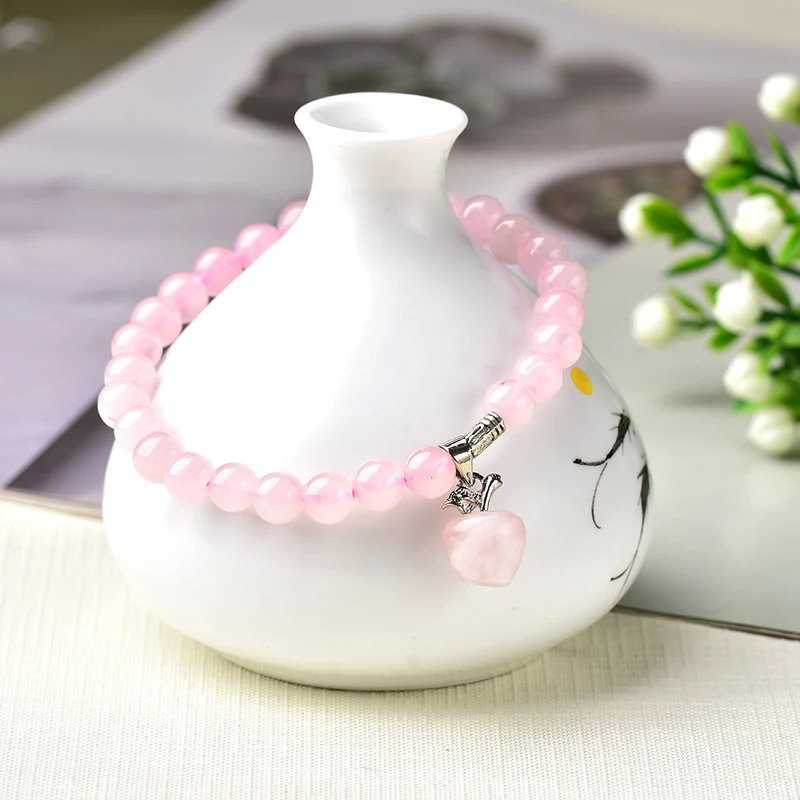 

1PC Natural Rose Quartz Bracelets Crystals Charm Raw Simple Colour Mineral Jewelry Healing Stone For Ladies Reiki Jewelry Gifts