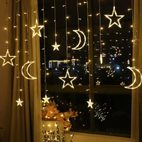 christmas 3 5m fairy star led curtain string lights xmas tree deer garland lighting window for home wedding party holiday decor