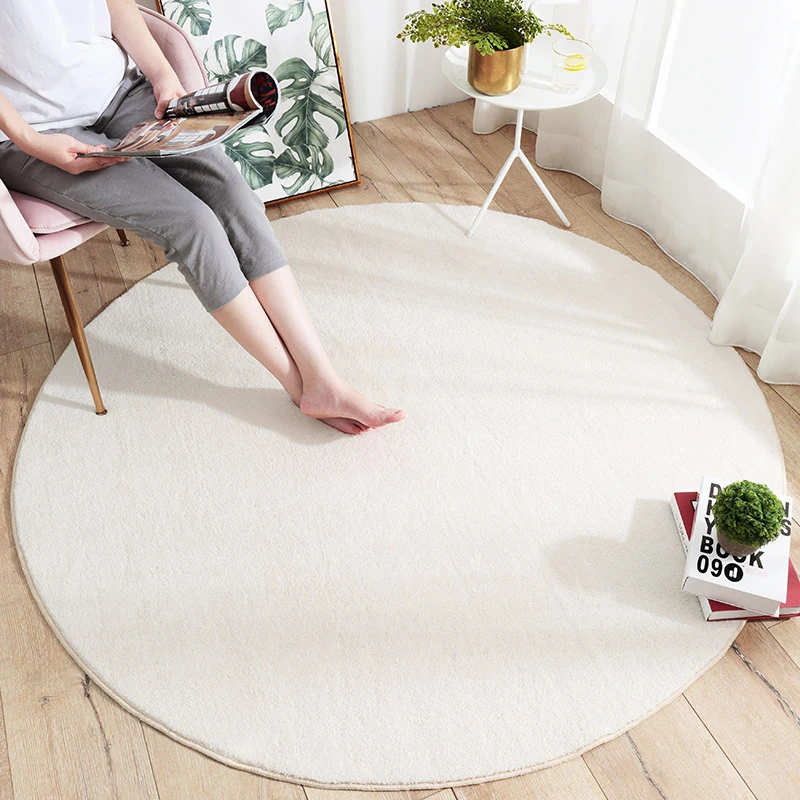 

Soft Fluffy White Round Rug For Kids Room Lamb Cashmere Carpet Bedroom Bedside Living Room Coffee Table Area Rug Sofa Floor Mat