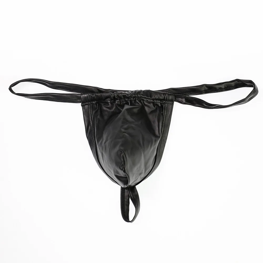 

Сексуальные мужские стринги из искусственной кожи T-back, нижнее белье, бикини-стринги, мужские трусы s из искусственной кожи, мужское сексуаль...