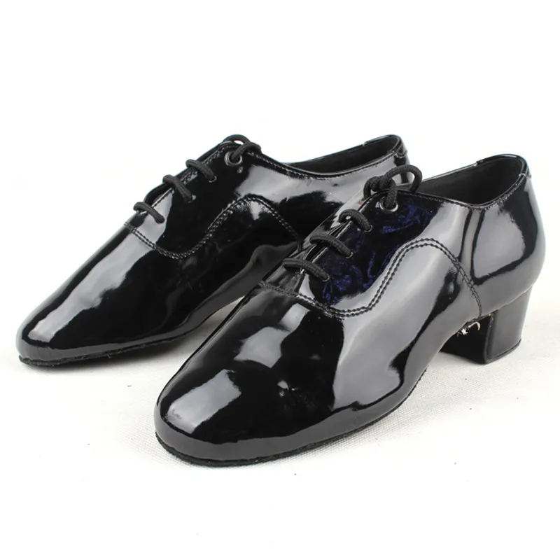 

Size 4.5-13.5 Zapatos De Baile Heel Height 4cm Professional Latin Dance Shoes Men Black Patent Leather
