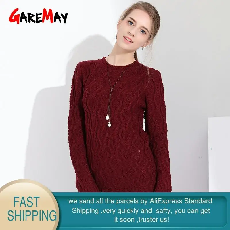 Women Knitted Dress Autumn Thick Office Twist Tunics Vintage White Plus Size Long Sleeve Sweater Ladies Dresses New | Женская одежда