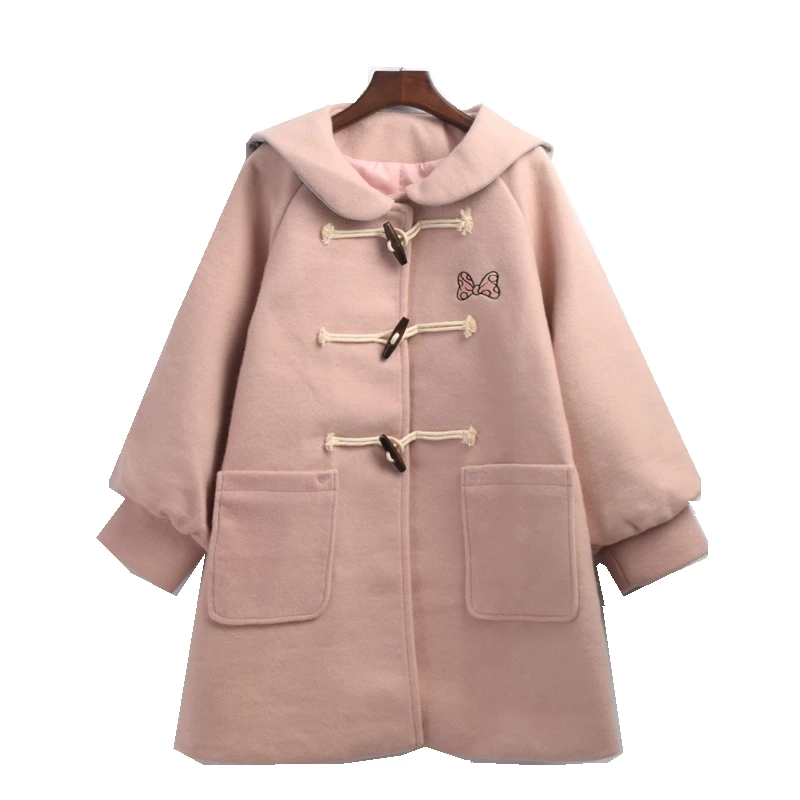 Kawaii/милое розовое пальто в стиле Лолита для девочек длинная верхняя одежда с