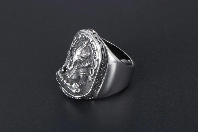 Кольцо из стерлингового серебра 925 пробы с изображением бога богатства Ганеши и