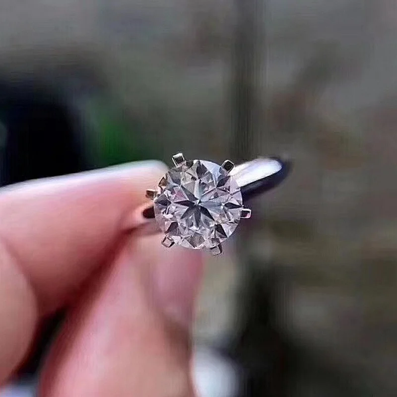 

Классическое кольцо из 18-каратного золота, обручальное кольцо с белыми бриллиантами для женщин, раньше, кольцо с драгоценным камнем, серебро 925 пробы, ювелирные изделия