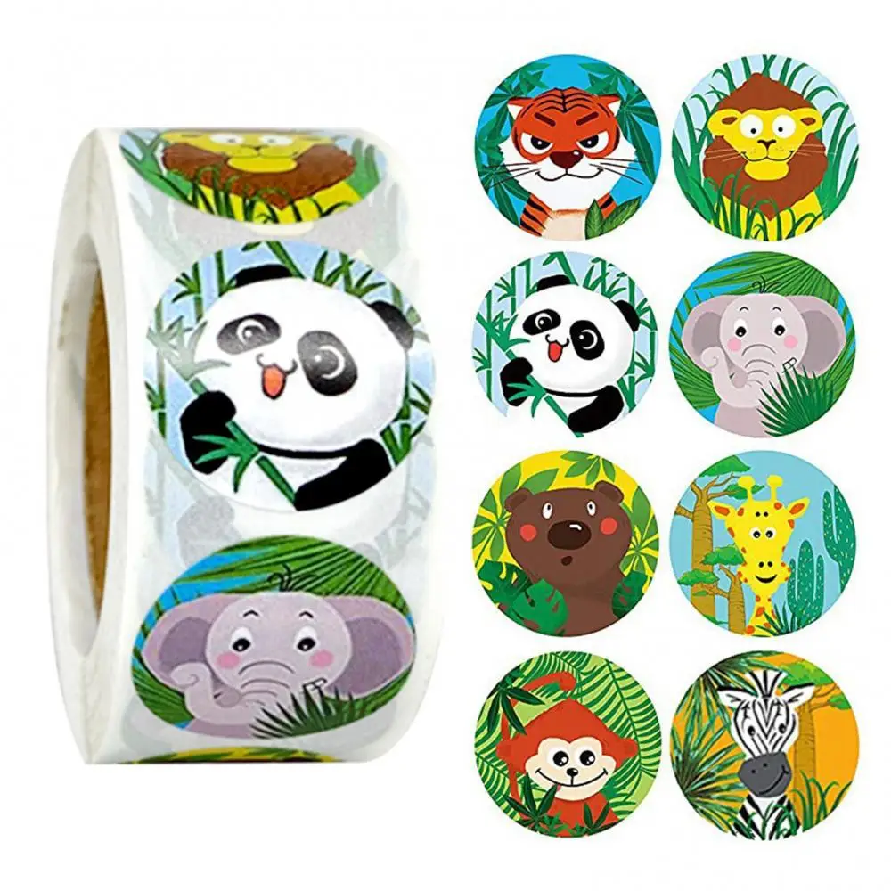 

500pcs Waterproof Cute Animal Roll Stickers Kids Reward Decals Ornament Decor