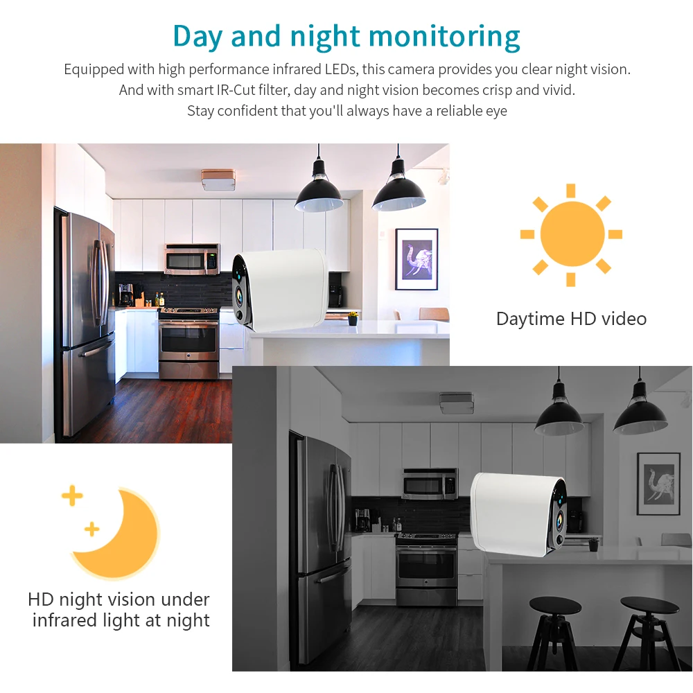 100% безпроводная наружная IP камера 1080P Беспроводная наблюдения Водонепроницаемая