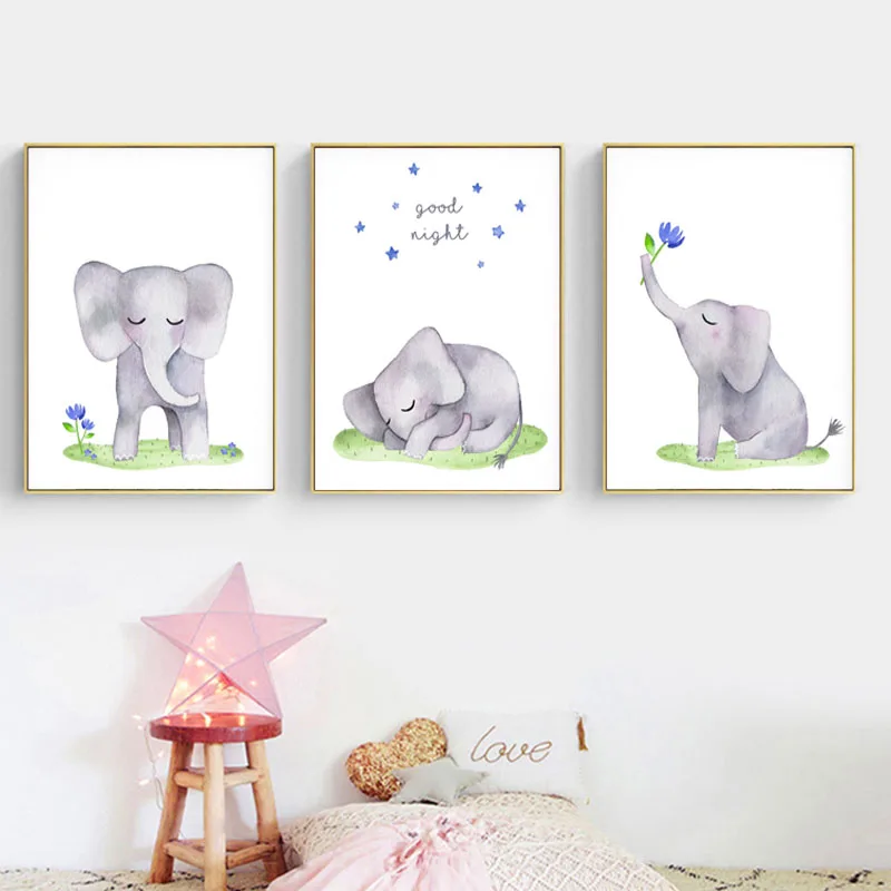 Детская Настенная картина для детской комнаты постер с животными и принт слона в