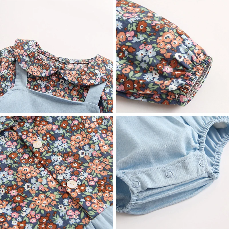 

2021 Baby Rompers New Lovely Spring Autumn Baby Clothing Floral Romper Long Sleeve Infant Baby Girls Romper Cute 3-24M