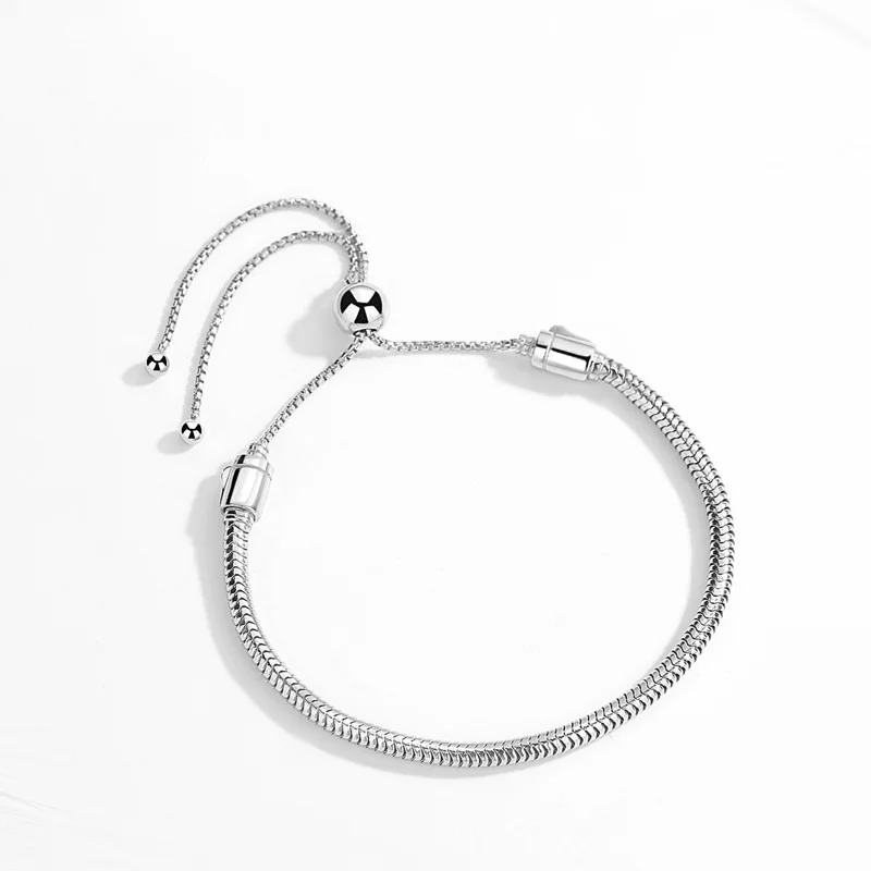 Браслеты из стерлингового серебра 925 пробы и регулируемый браслет с бусинами DIY