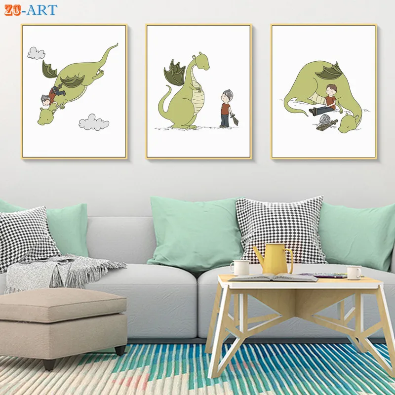 Для мальчиков и дракон Приключения плакаты принты живопись на холсте