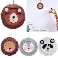 ins nordic hand woven cartoon animal head wall hanging decor toys cotton rope weaving panda head for children room nursery decor