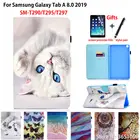 Чехол для samsung galaxy tab A 8,0 2019 SM-T290 T295 T297, чехол из искусственной кожи с подставкой и мультяшным котом для планшета + подарок