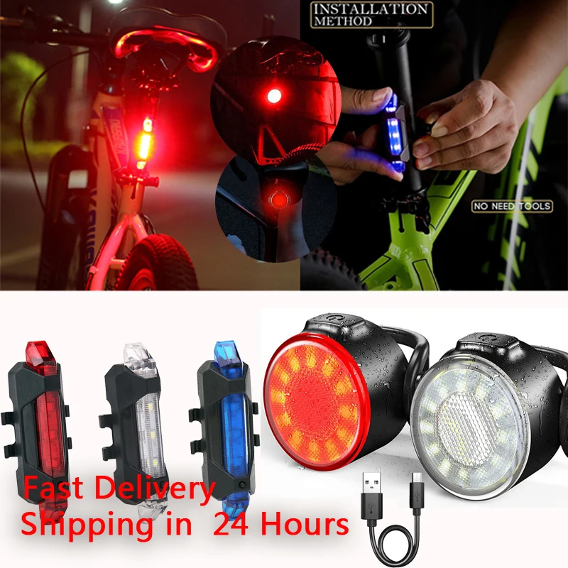 Велосипедный фонарь USB зарядка Mtb подседельная сумка Красный Предупреждение шлем