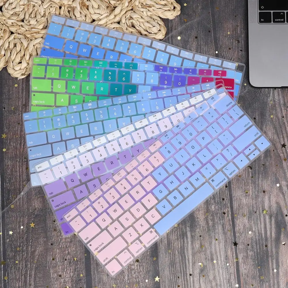 Английская Водонепроницаемая Пылезащитная крышка клавиатуры для Macbook Air 13 A1932 Touch ID градиентный цвет американская Защита клавиатуры
