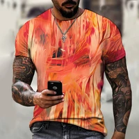 color psychedelic summer 3d printing round neck mens short sleeve sports plus size casual fashion street rock top