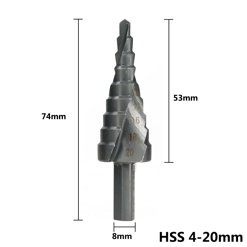 1pc 4-20mm 4-12 20 32 мм 6-30 мм спиральное ступенчатое конусное сверло треугольное ступенчатое сверло набор HSS отверстие резак дерево/металл нитридное покрытие сверло - Цвет: 1pc 4-20mm