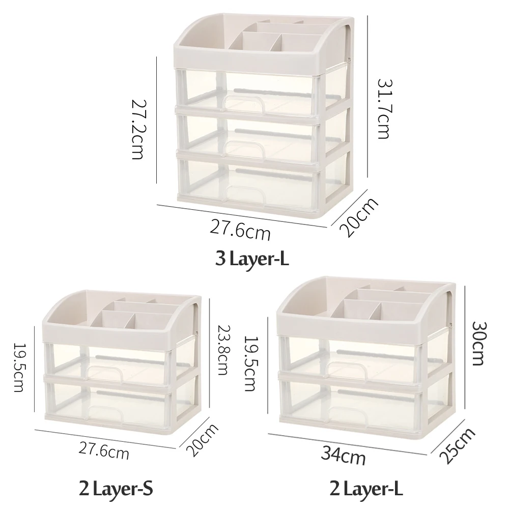 

3 Layer Cosmetic Storage Box Drawers Makeup Organizer Plastic Jewelry Container Make Up Case Makeup Brush Holder Cosmetics Box