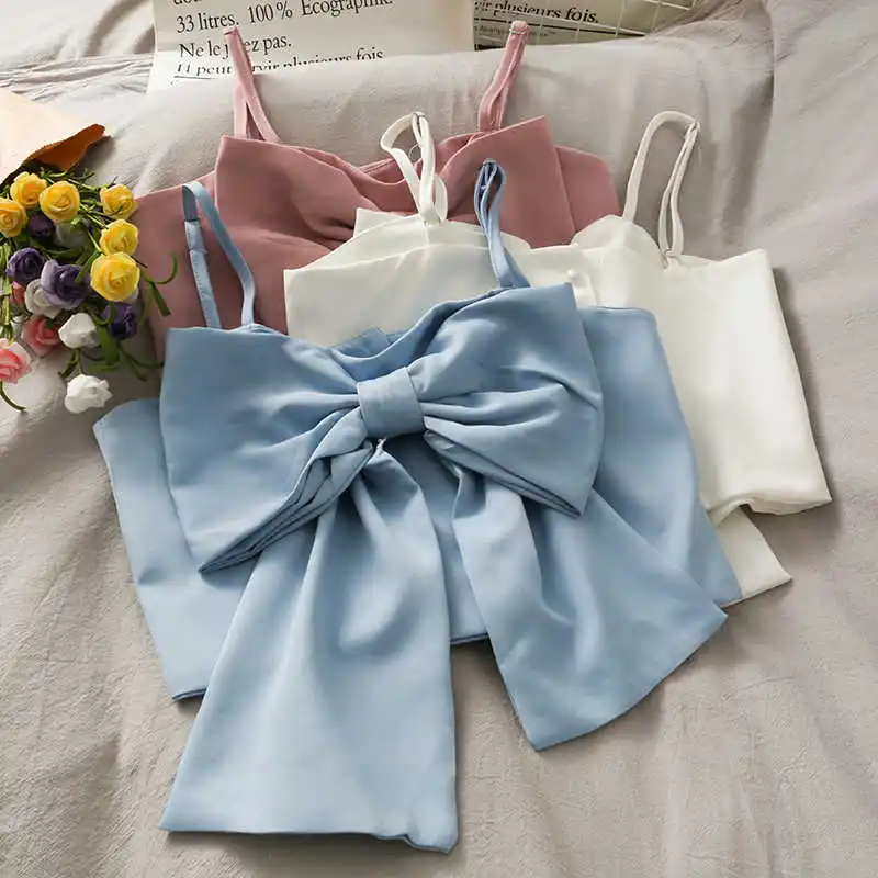 Женский короткий жилет с большим бантом универсальная уличная майка из