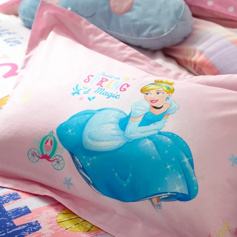 Дисней Розовый Золушка Принцесса Дети 100% хлопок постельное белье пододеяльник
