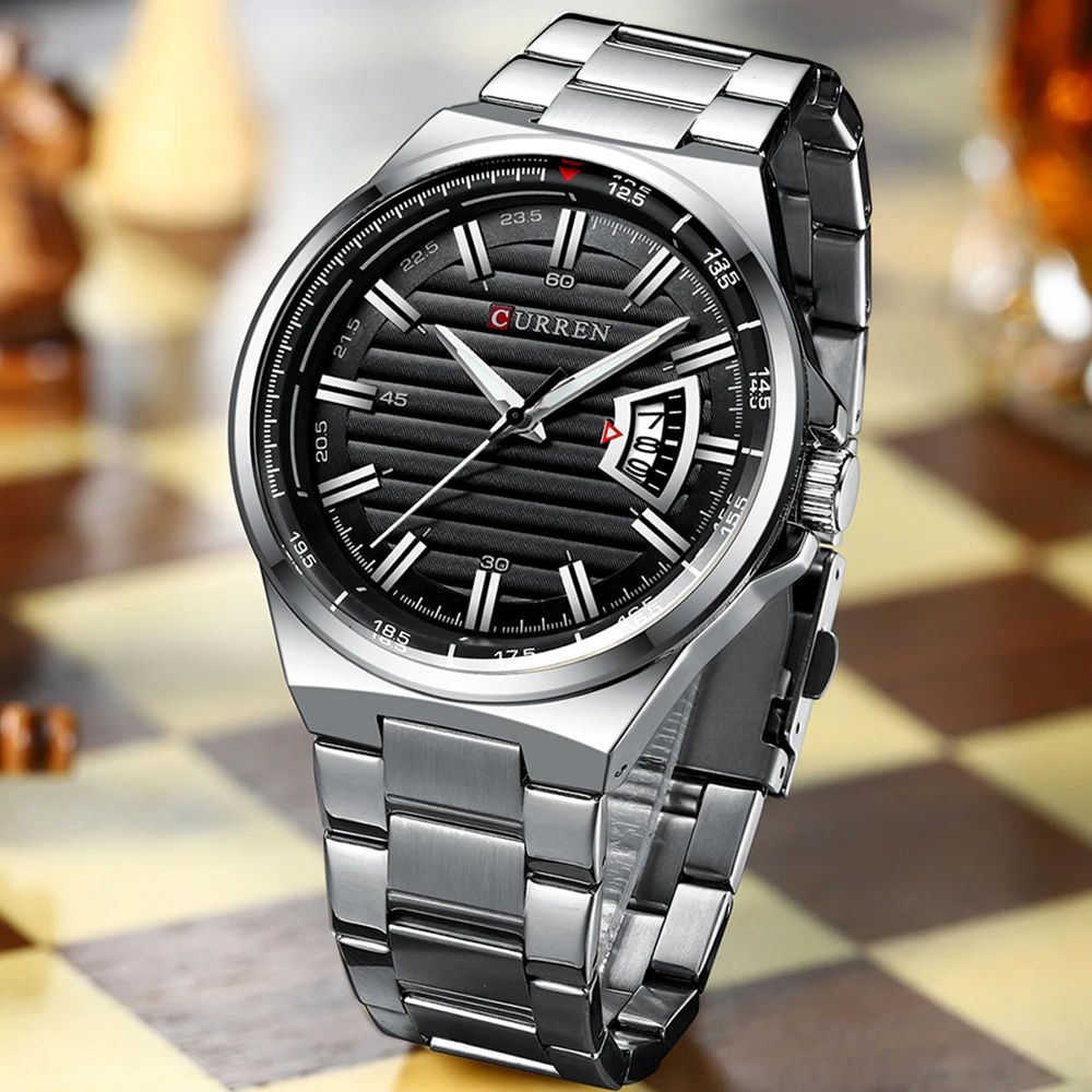 CURREN Top Brand Luxury Full Steel Watches Men Sports Business Casual quartz Wrist Military Wristwatch zegarek meski | Наручные часы