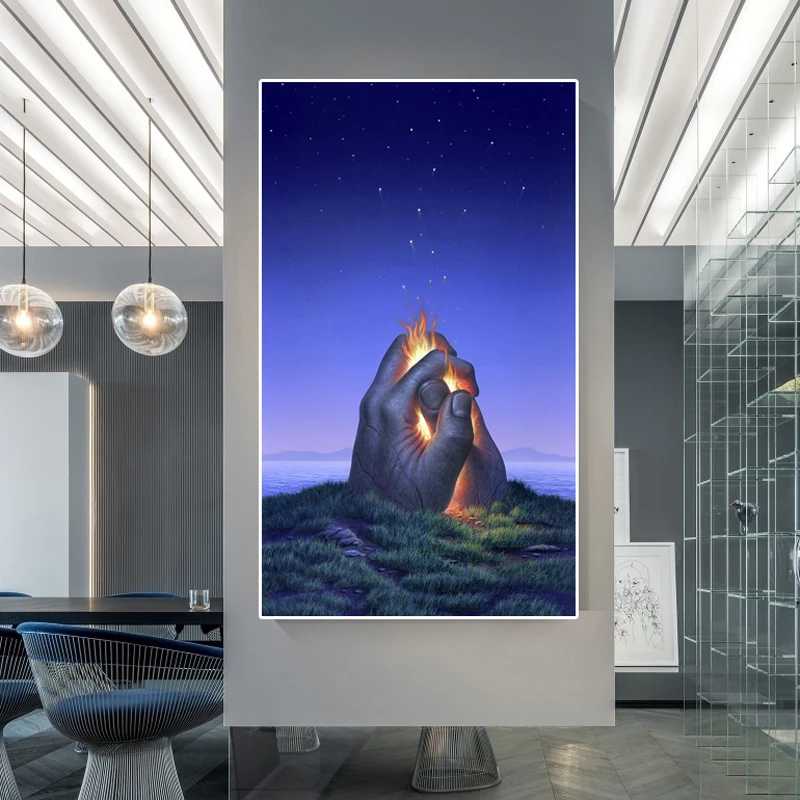 

Creative Flame Prayer Gesture Canvas Painting for Living Room Wall Art Posters Prints Modern Bedroom Home Decoration Pictures