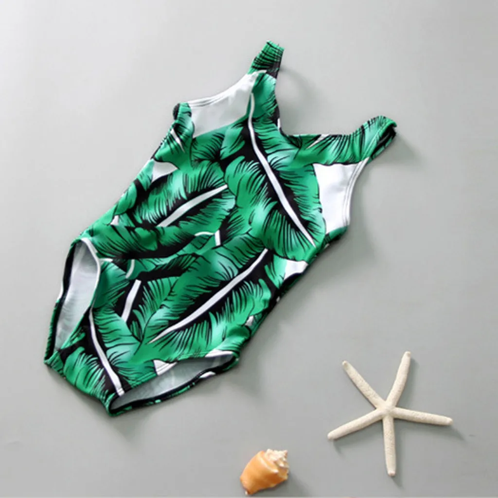 Детский слитный купальник для девочек купальный костюм с цветочным принтом L1128