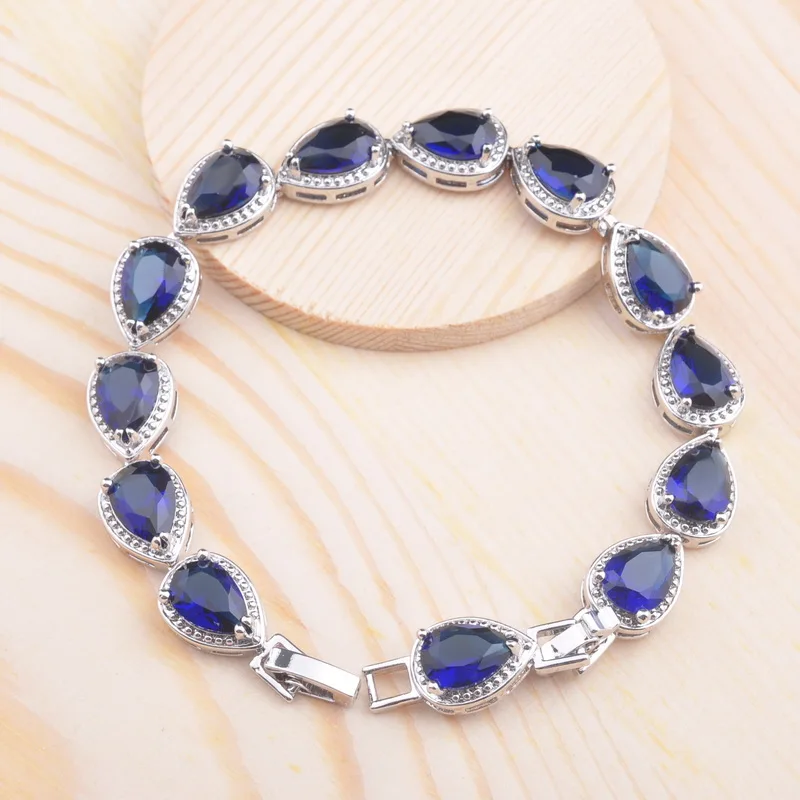 Комплект из колье серёг и кольца с голубым кристаллом | Украшения аксессуары