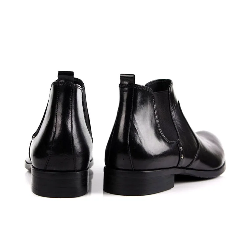 Italy Design Men Chelsea Boots Pointed Toe Knight Luxury Genuine Leather Formal Male Ankle Slip On Business Casual Shoes | Обувь