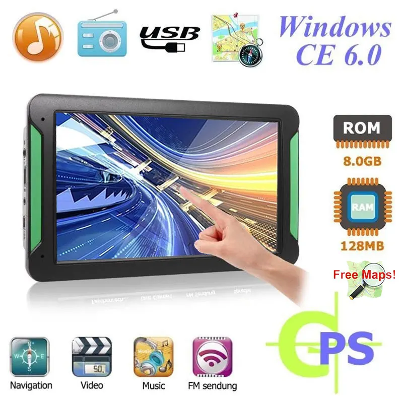 VEHEMO 7 дюймов 8G HD автомобильный портативный емкостный сенсорный экран GPS навигатор