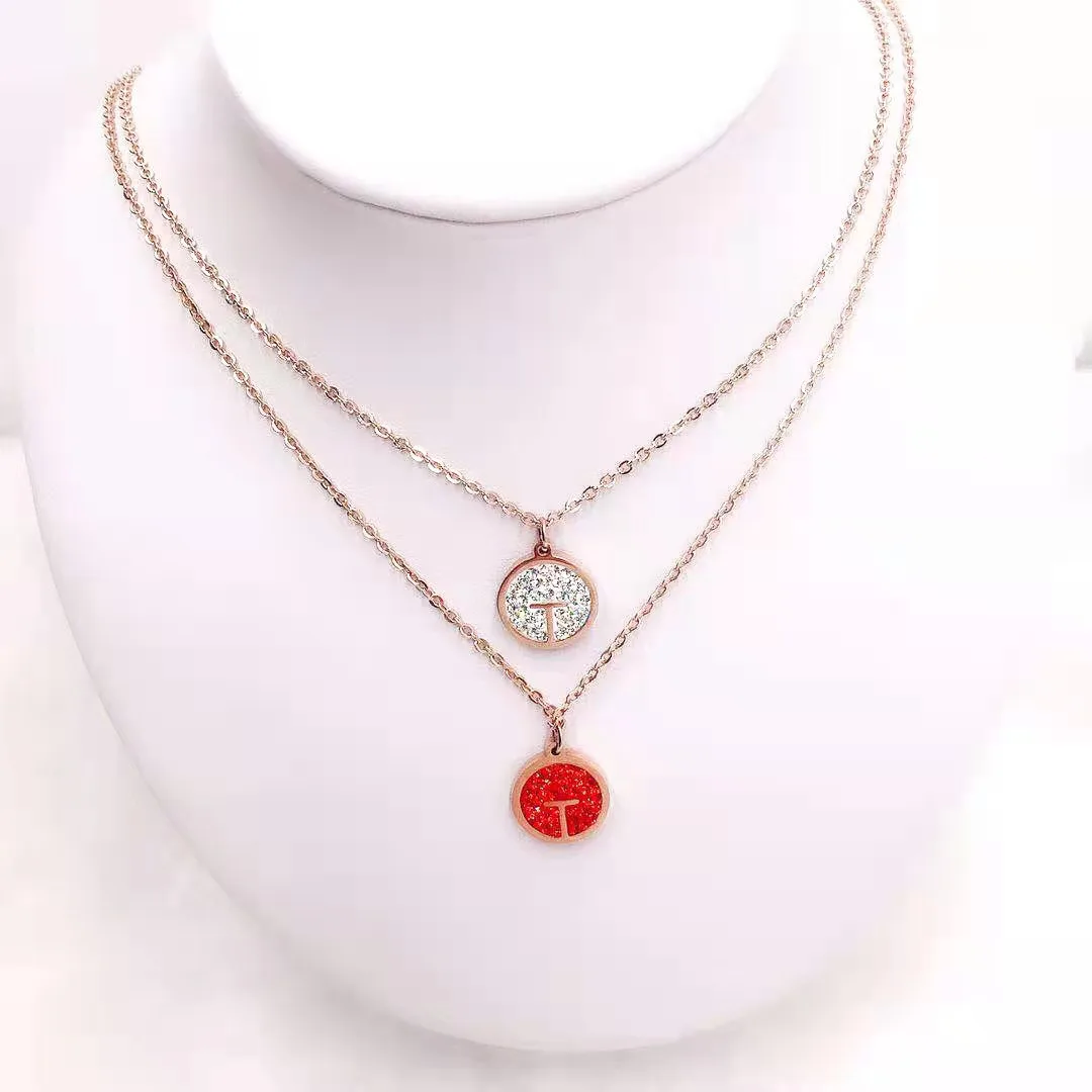 

Креативное модное ожерелье-цепочка из титановой стали цвета розового золота с Т-образной подвеской с бриллиантом