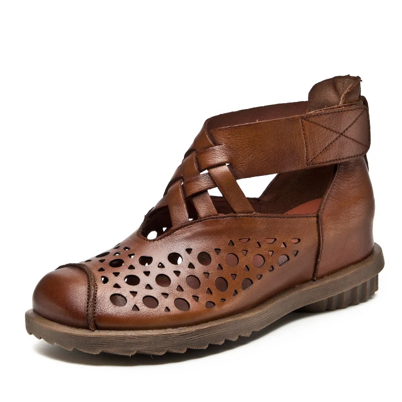 Женские ботинки ручной работы GKTINOO летние повседневные ботильоны из натуральной