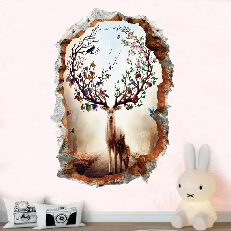 Креативные 3D Животные лося настенные наклейки сделай сам легко удаляемые