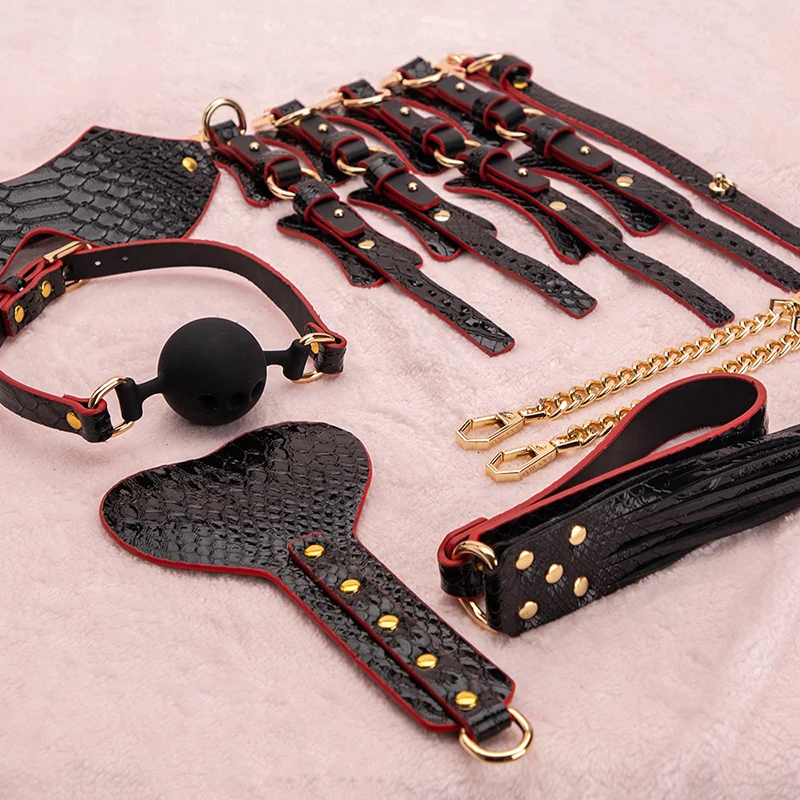 BLACKWOLF искусственная кожа BDSM наборы рабская кровать Связывание сдержанный набор